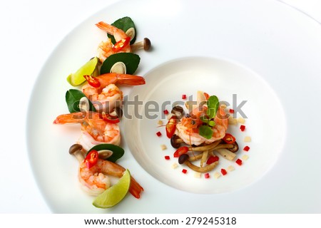 Thai famous food called Tom Yum Gung in modern plating style