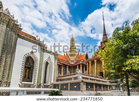 The Wat Phra Kaew (Temple of the Emerald Buddha; full name Wat Phra Si Rattana Satsadaram) is regarded as the most sacred Buddhist temple in Bangkok, Thailand.