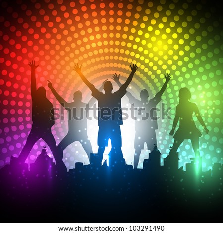 EPS10 Party People Vector Background - Dancing Young People