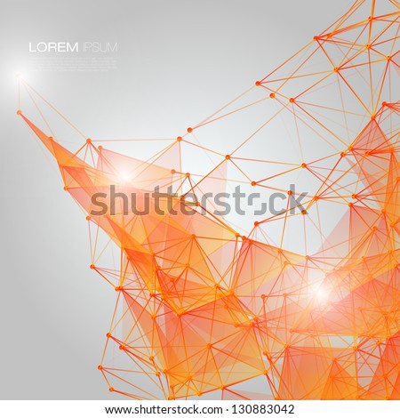 3d Orange Abstract Mesh Background With Circles, Lines And Shapes | Eps10 Design Layout For Your Business