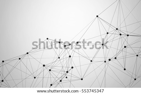 Abstract Low Poly Connecting Dots and Lines on White Background - Connection Structure - Futuristic HUD