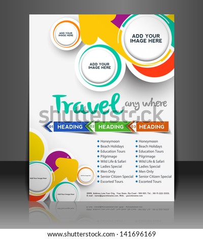 Vector Travel brochure, flyer, magazine cover & poster template - stock vector