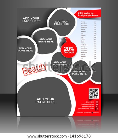 Vector beauty salon brochure, flyer, magazine cover & poster template