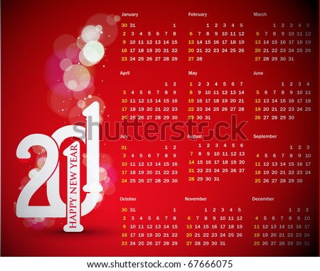 January 2011 Calendar Colorful. stock vector : abstract vector - colorful 2011 calendar design element.