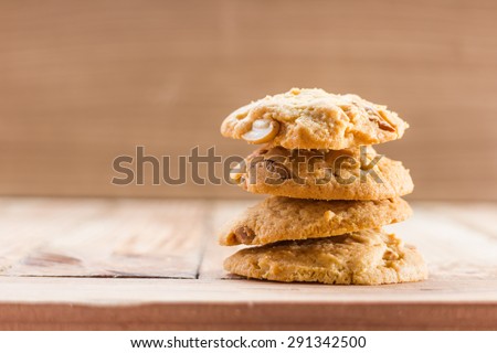 Cashew Nut cookies of homemade on wooden background