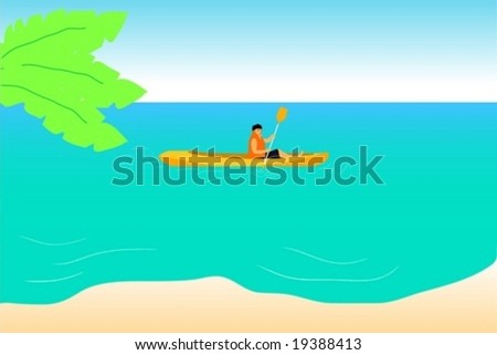 Kayaking on beautiful blue sea
