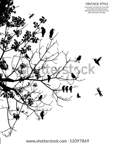 Tree And Bird Stock Vector Illustration 52097869 : Shutterstock