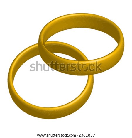 stock vector Golden wedding rings over white background