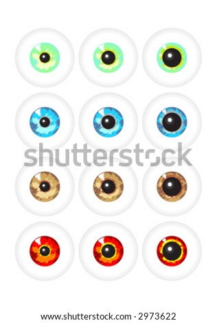 stock vector : Pairs of eyes with different colors and pupil sizes.