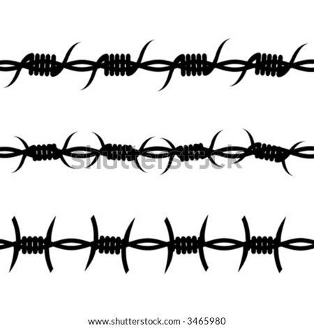 stock vector : Three different kinds of barbed wire over white background