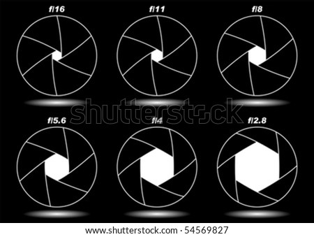 stock vector : Different camera shutter apertures isolated over black