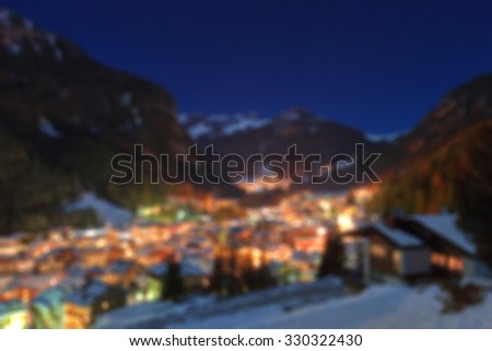 Winter landscape of village in the mountains