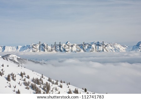 Mountains under snow. Ski resort Zell am See. Austria