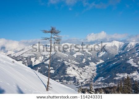 Mountains under snow. Ski resort Zell am See. Austria