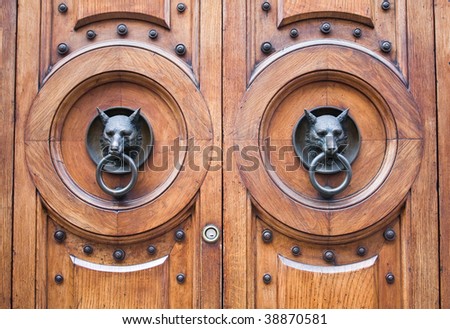 Door with a wolf head