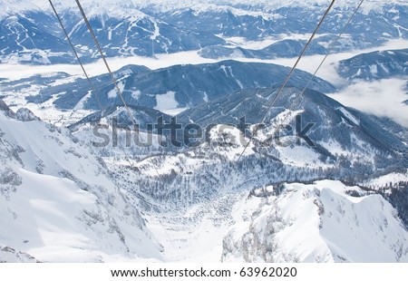 The view from the observation deck on the Dachstein glacier. Austria