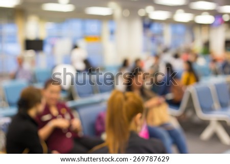 Blurred waiting chairs zone in airport,use as background