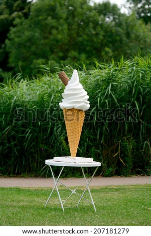Giant ice cream with flake model