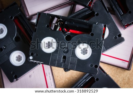 old technology mini DV tape recording