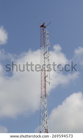 Communication antena for radio and television on clear blue sky