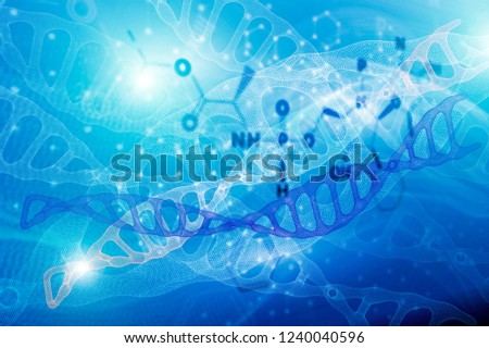 Abstract background with molecule DNA structure. scientific medical formulas, concept of error, instability of hemical compounds