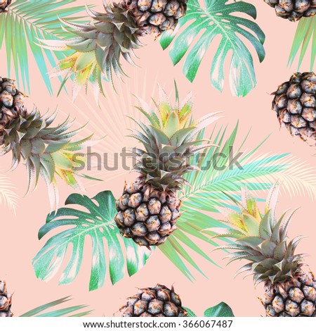 pineapple tropical seamless background