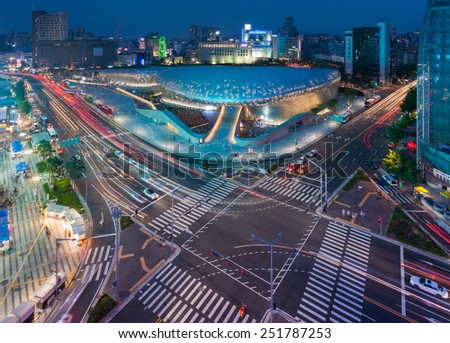 SEOUL, SOUTH KOREA - JUNE 1: Dongdaemun Design Plaza, New development in Seoul, designed by Zaha Hadid. Photo taken June 1, 2014 in Seoul, South Korea.