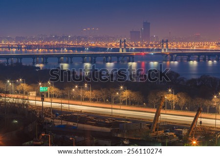 The Bridge in Korea and Han River ,South Korea