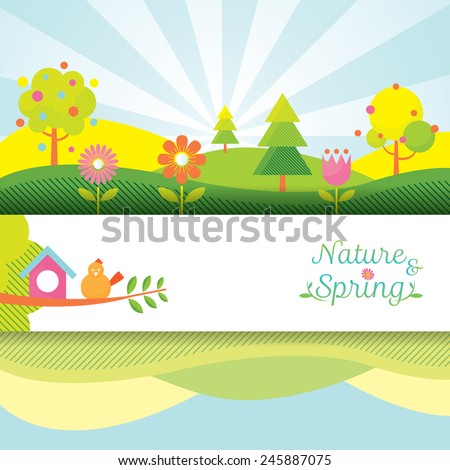 Spring Season Object Icons Banner & Background