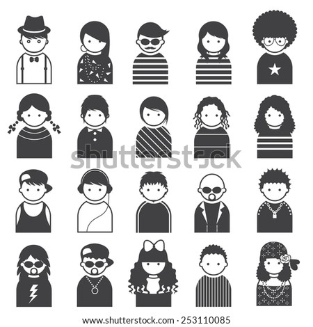 Various People Symbol Icons Teenager Set
