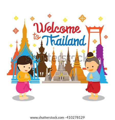 Kids Sawasdee and Welcome to Thailand, Travel Attraction, Greeting