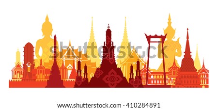 Thailand Landmark Skyline, Travel Attraction, Traditional Culture