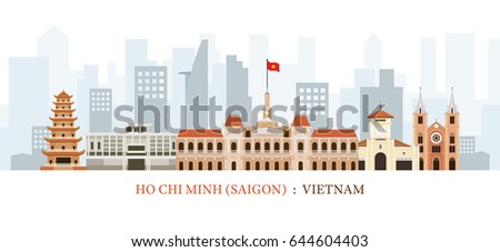 Saigon or Ho Chi Minh City, Vietnam Landmarks Skyline, Cityscape, Travel and Tourist Attraction