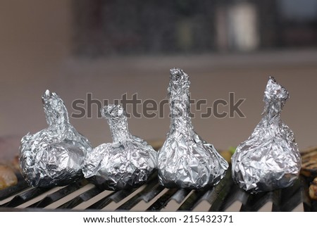 mushrooms wrapped in tin foil for barbecue