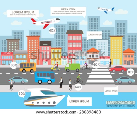 transportation and city traffic infographics element. can be used for workflow layout, diagram, web design, banner template. Vector illustration