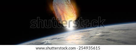 A massive asteroid, glowing white hot, enters Earth\'s atmosphere moments before impact with the planet. - Elements of this image furnished by NASA.
