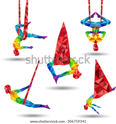 Aerial Yoga. Anti-gravity Yoga. Aero Yoga. Image of triangles