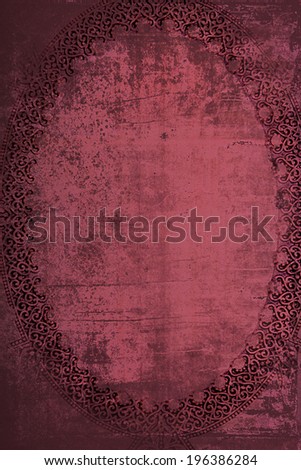 Red oval frame retro style background with copy space