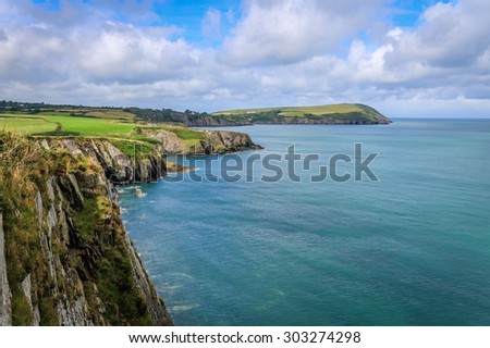 Cliffs, coastline and the ocean in the British Isles. Image taken in Newport, Pembrokeshire, Wales.