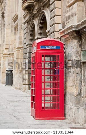 Old-fashioned english telephone booth in Valletta, Malta