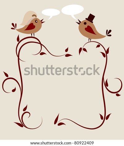 stock vector wedding invitation template of two birds 