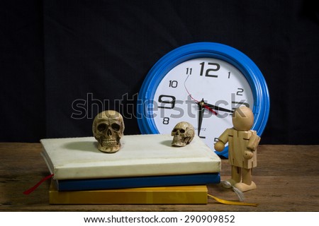 Still life art photography concept with skull,time and memory