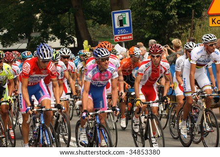 NALECZOW, POLAND - AUGUST 5: 66 Tour de Pologne, the biggest cycling event in Eastern Europe, start of 4th stage August 5, 2009 in Naleczow, Poland