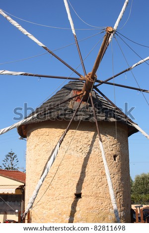 Ancient mill in Hersonissos town, Crete, Greece
