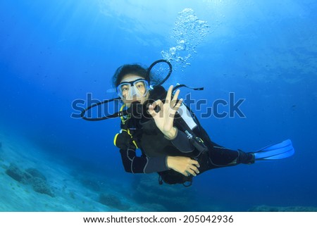 Female Scuba Diver Underwater