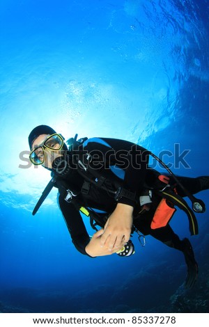 Female Scuba Diver Underwater