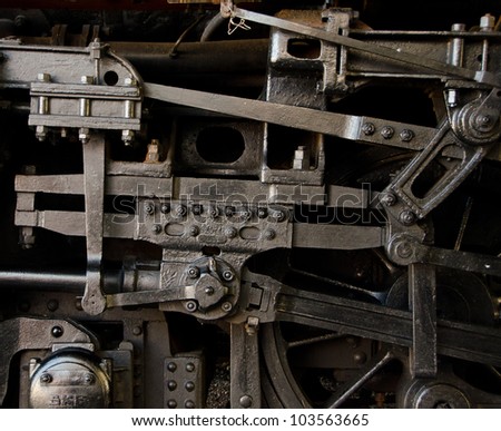 Steam train engine detail suitable in a steampunk environment.