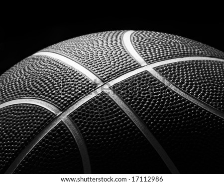 Basketball Closeup low key image of a black and white basketball and its textures
