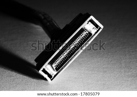Computer connector at the end of a cable.