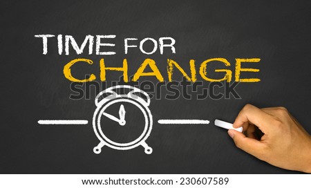 time for change on blackboard background